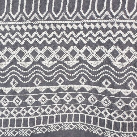 J Jill Embroidered Cotton Tunic Shift Dress Womens Medium Gray Boho Lagenlook - Picture 6 of 16